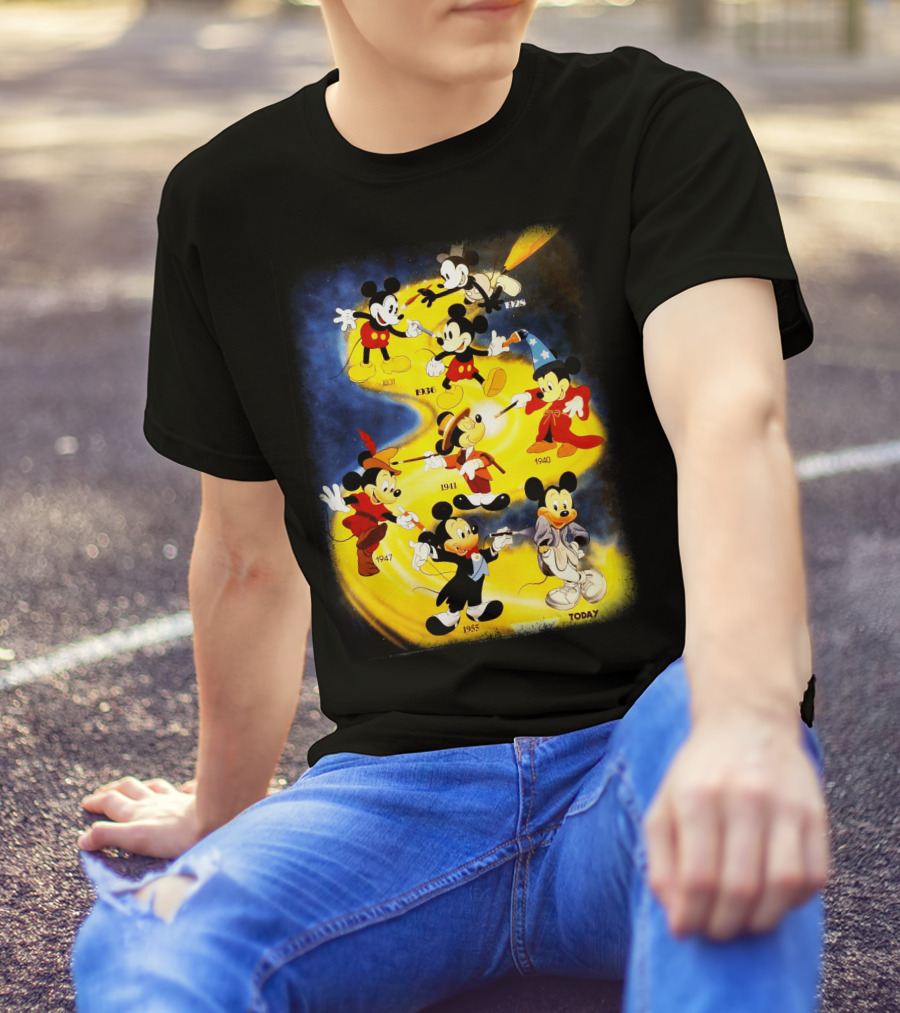 Mickey Through The Years 1928 1931 1936 1940 1941 1947 1955 Today T-Shirt