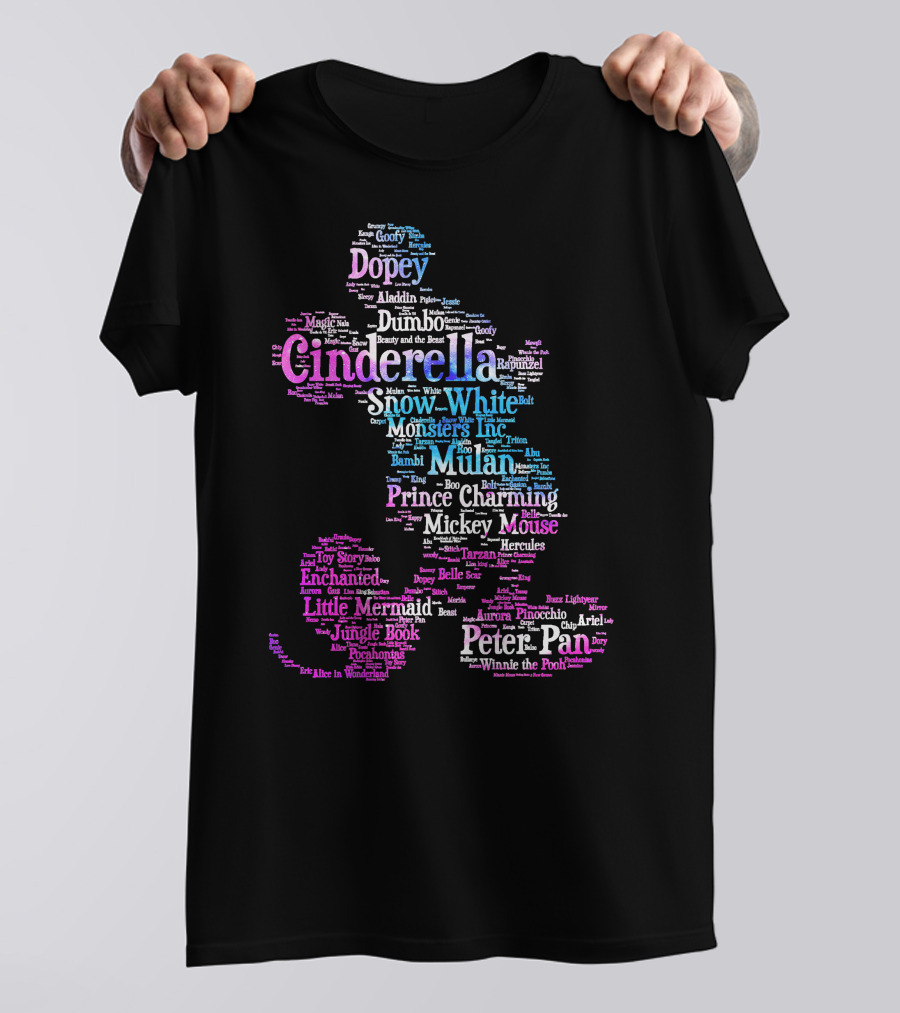 Cinderella Snow White Monsters Inc Mulan Mickey Mouse Peter Pan T-Shirt
