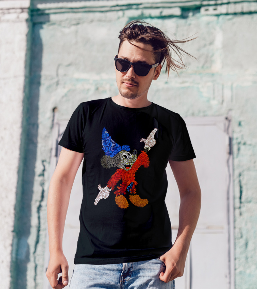 Sorcerer Mickey Floral Pattern Disney T-Shirt