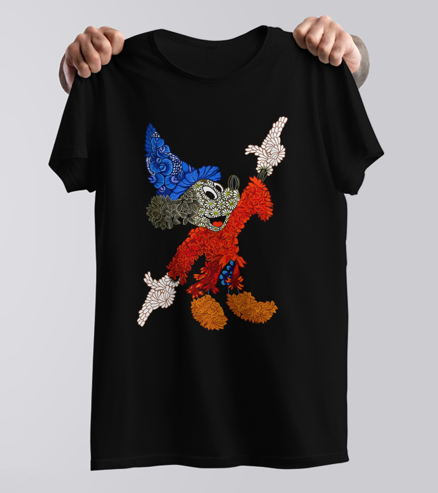 Sorcerer Mickey Floral Pattern Disney T-Shirt