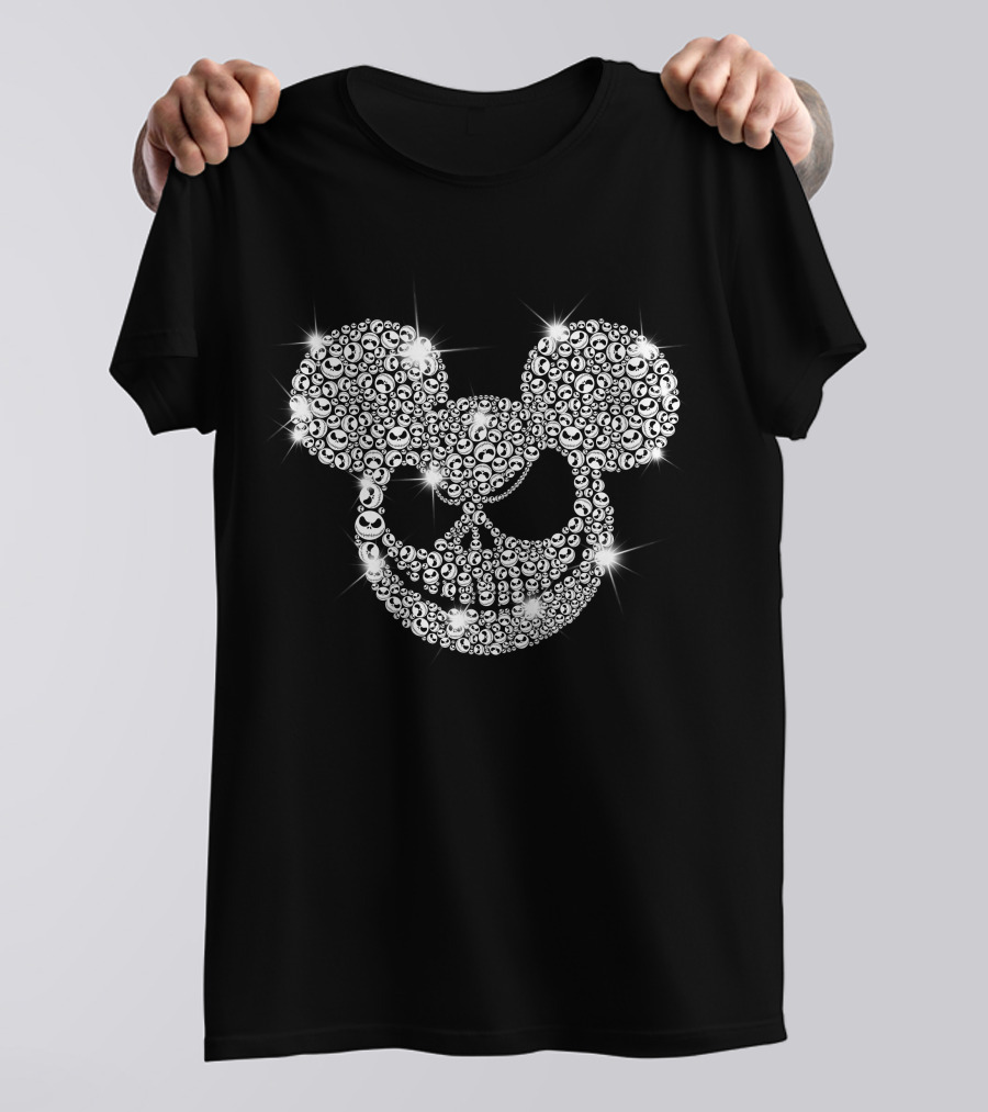 Jack Skellington Mickey Mouse Skull Crystal T-Shirt