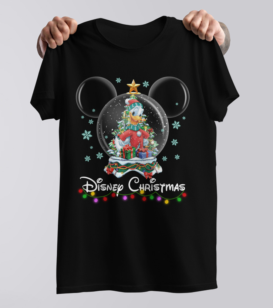 Disney Christmas Donald Duck Snow Globe T-Shirt