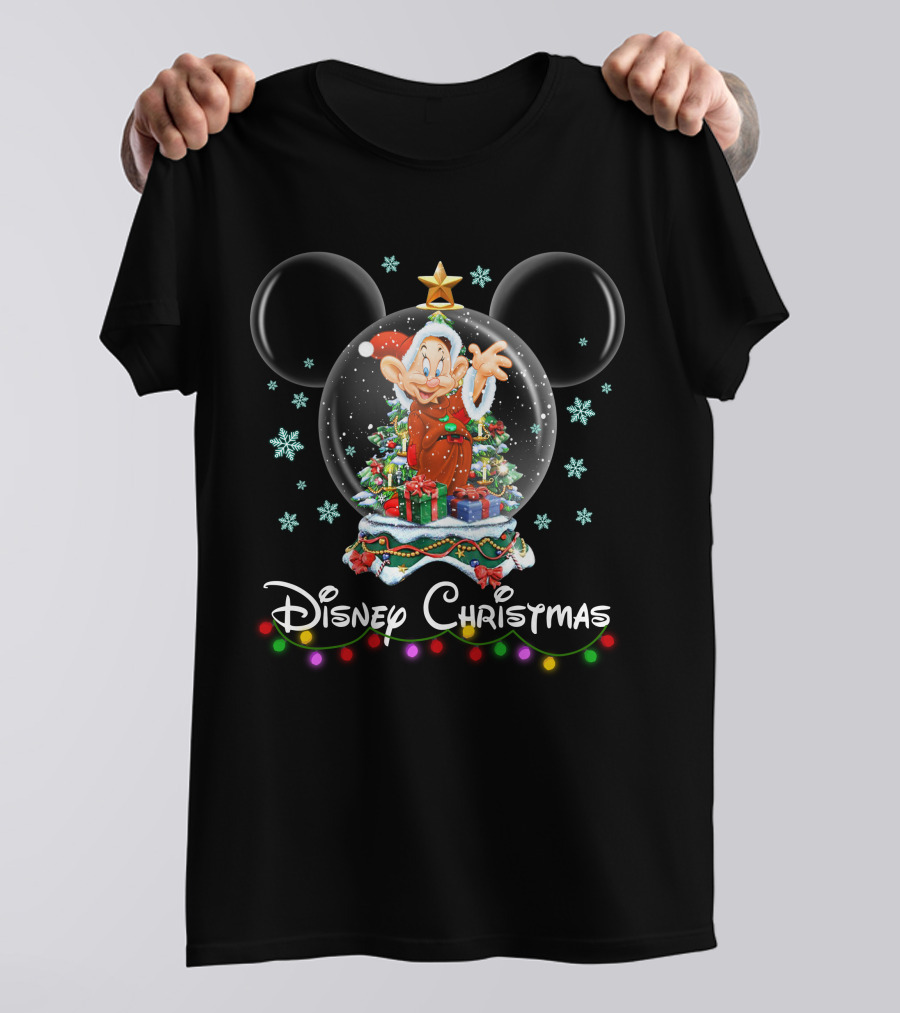 Disney Christmas Dopey Snow Globe Celebration T-Shirt