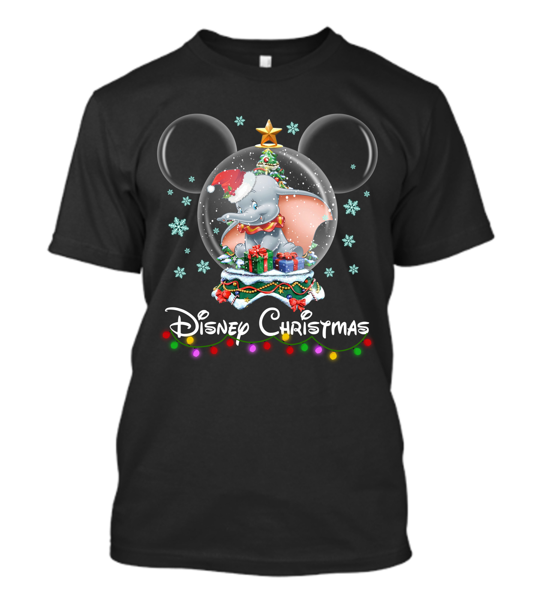 Disney Christmas Dumbo Snow Globe With Gifts And Mickey Ears T-Shirt