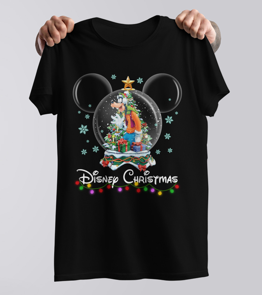 Disney Christmas Goofy Snow Globe Mickey Ears T-Shirt