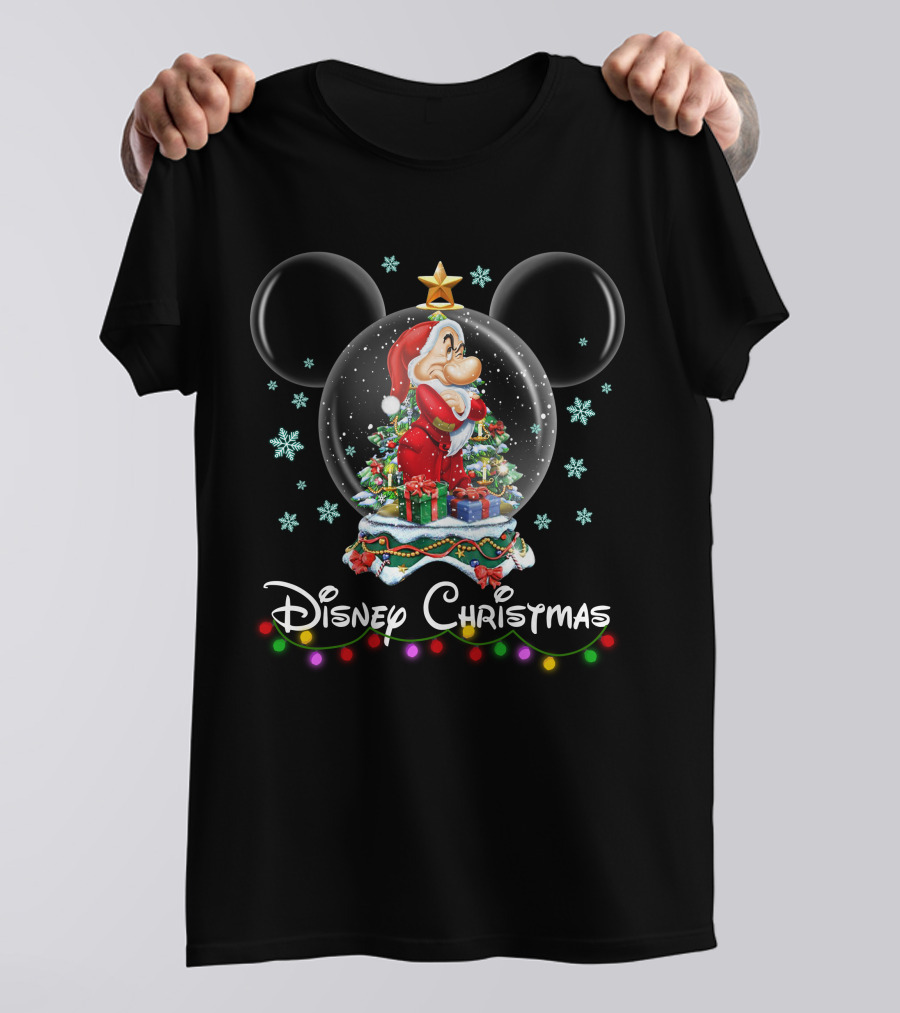 Disney Christmas Grumpy Snow Globe Santa T-Shirt