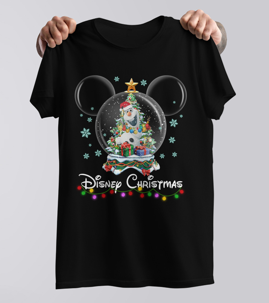 Disney Christmas Olaf Snow Globe Mickey Ears T-Shirt