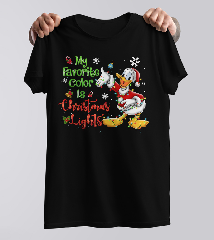 My Favorite Color Is Christmas Lights Donald Duck Snowflakes T-Shirt