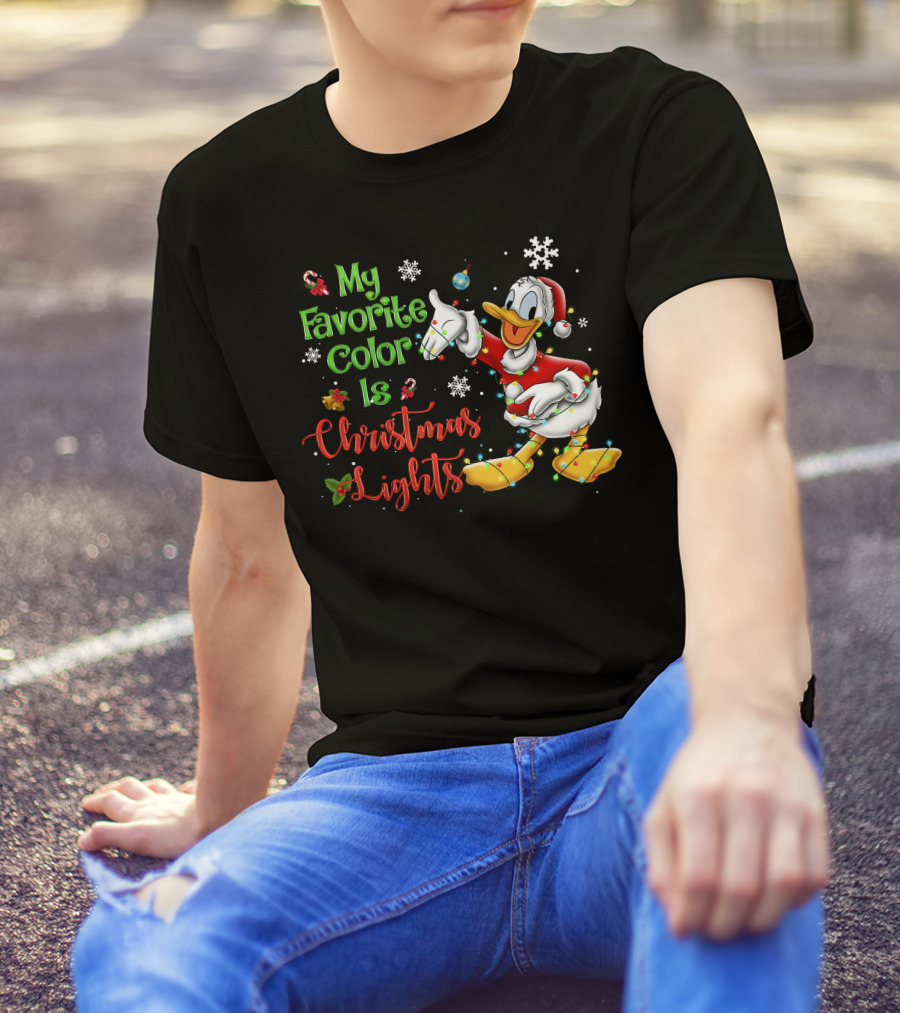 My Favorite Color Is Christmas Lights Donald Duck Snowflakes T-Shirt