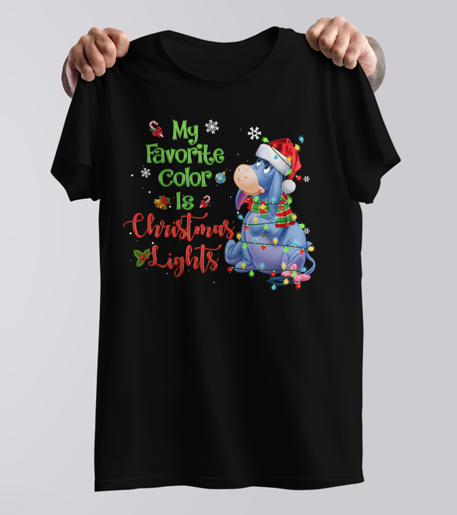 My Favorite Color Is Christmas Lights Eeyore Holiday Theme T-Shirt