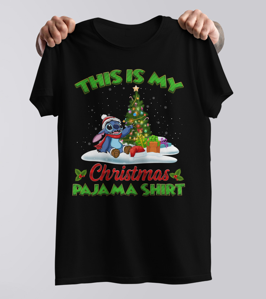 This Is My Christmas Pajama Shirt Stitch Tree Presents T-Shirt