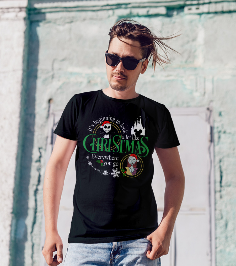 It's Beginning To Look A Lot Like Christmas Everywhere You Go Jack Sally T-Shirt