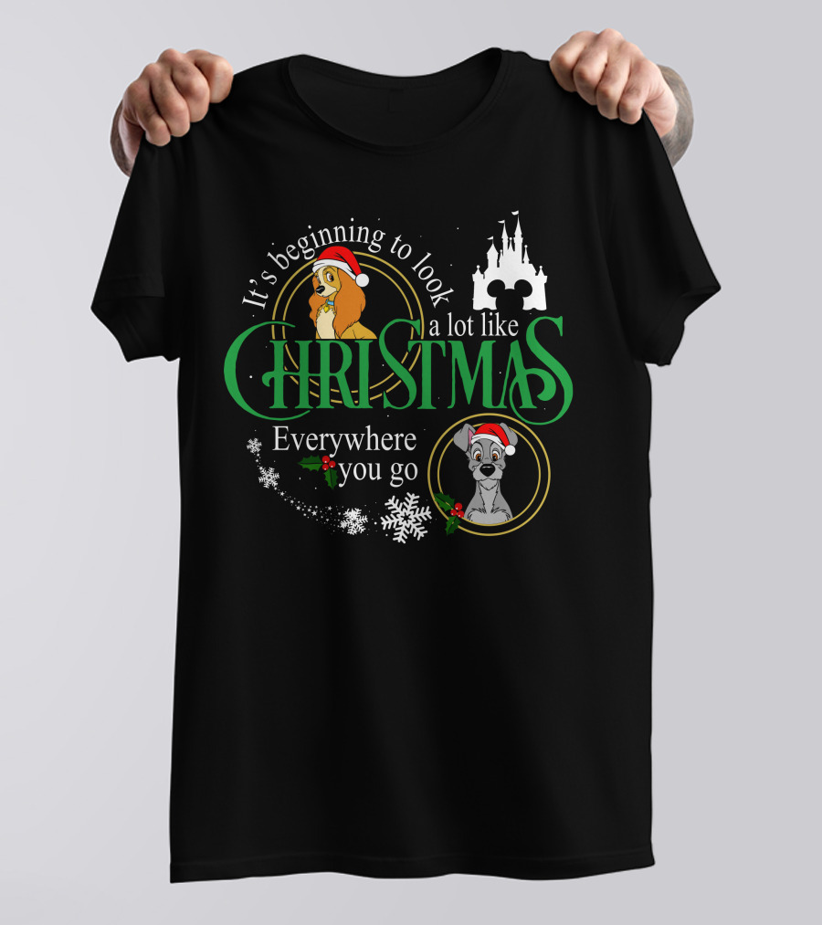 It's Beginning To Look A Lot Like Christmas Everywhere You Go Lady And The Tramp T-Shirt