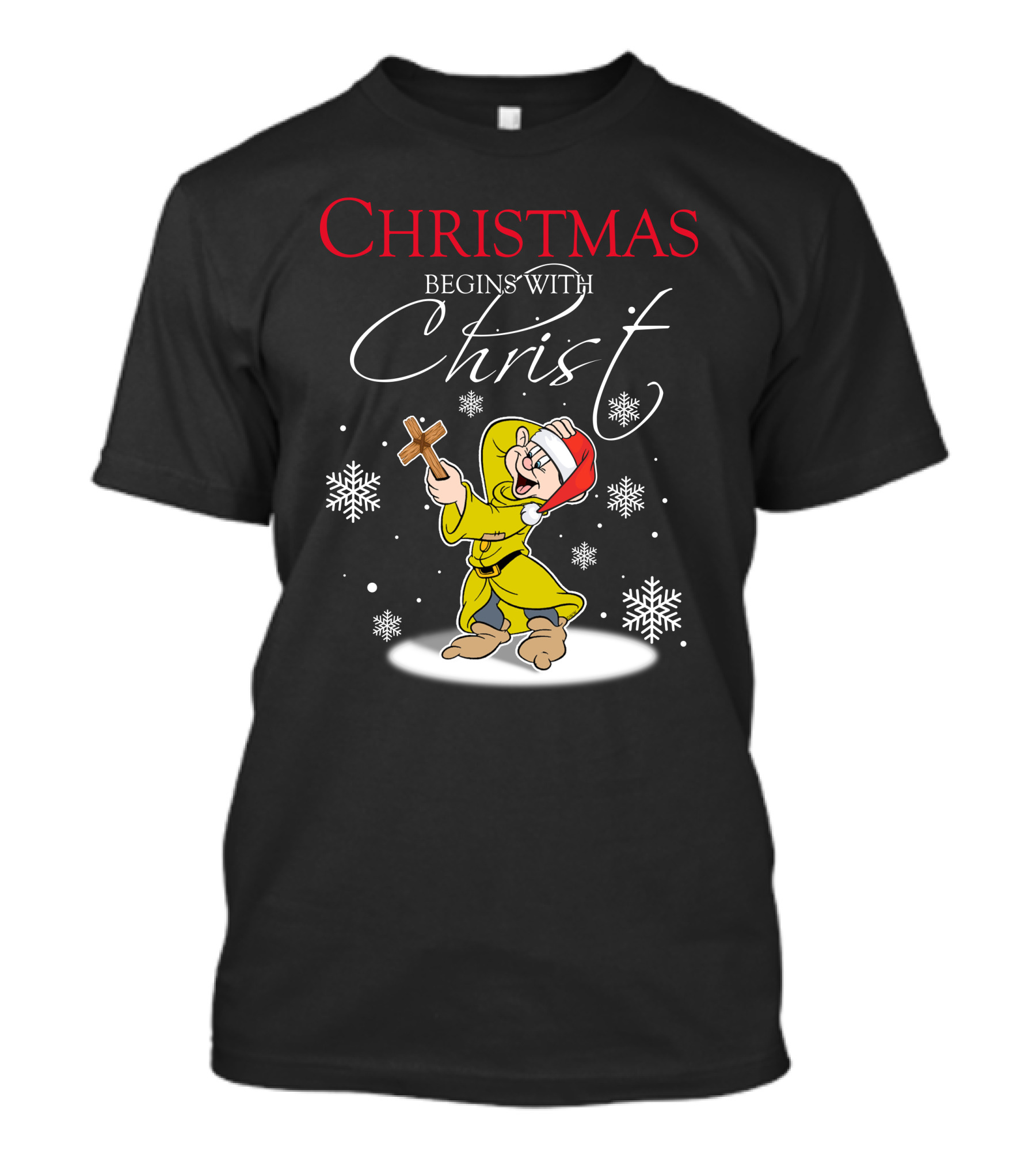 Christmas Begins With Christ Dopey Snowflakes T-Shirt