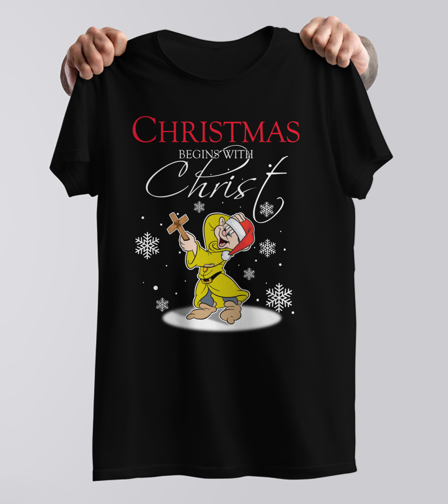 Christmas Begins With Christ Dopey Snowflakes T-Shirt
