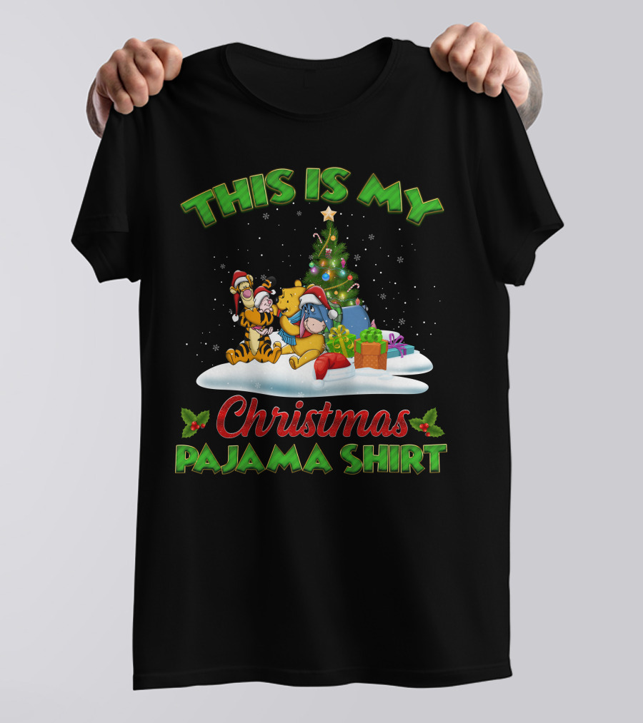 This Is My Christmas Pajama Shirt Winnie The Pooh Tigger Eeyore Christmas Tree T-Shirt