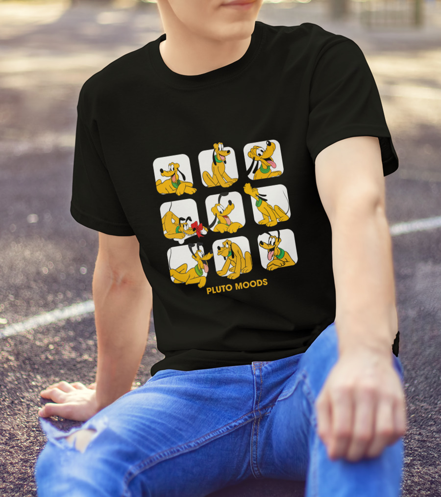 Pluto Moods Cartoon Character Expressions Collection T-Shirt