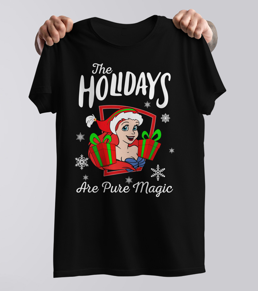The Holidays Are Pure Magic Snowflakes Presents Santa Hat T-Shirt