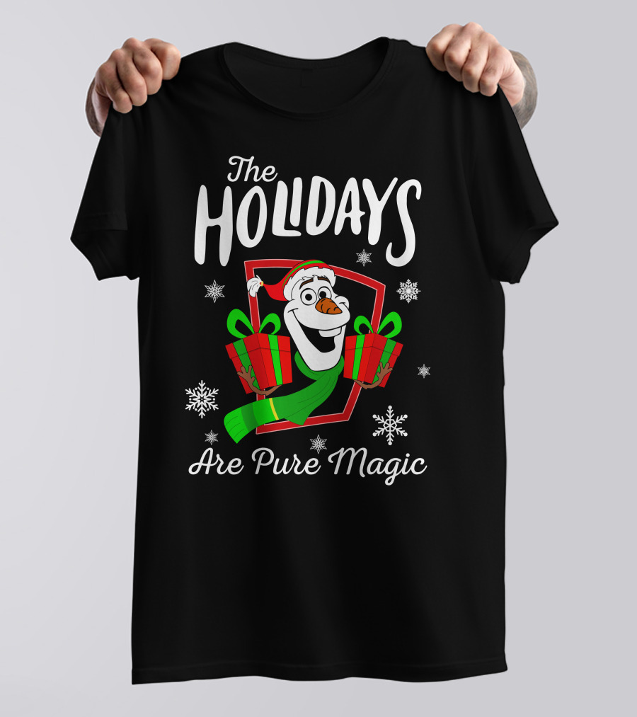 The Holidays Are Pure Magic Olaf Snowman With Gifts T-Shirt