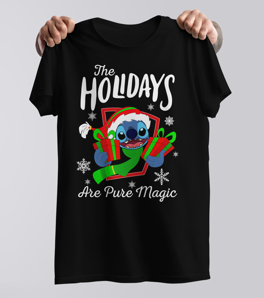 The Holidays Are Pure Magic Stitch Christmas Snowflakes Gifts T-Shirt