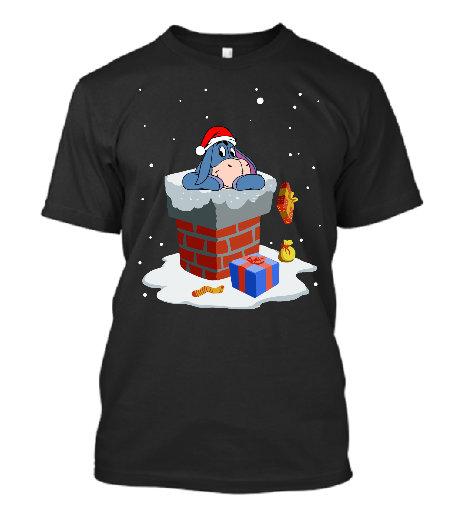 Eeyore Santa Chimney Christmas Gifts Snowflakes T-Shirt