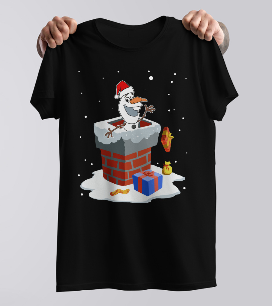 Olaf Santa Chimney Surprise Christmas Snowman T-Shirt
