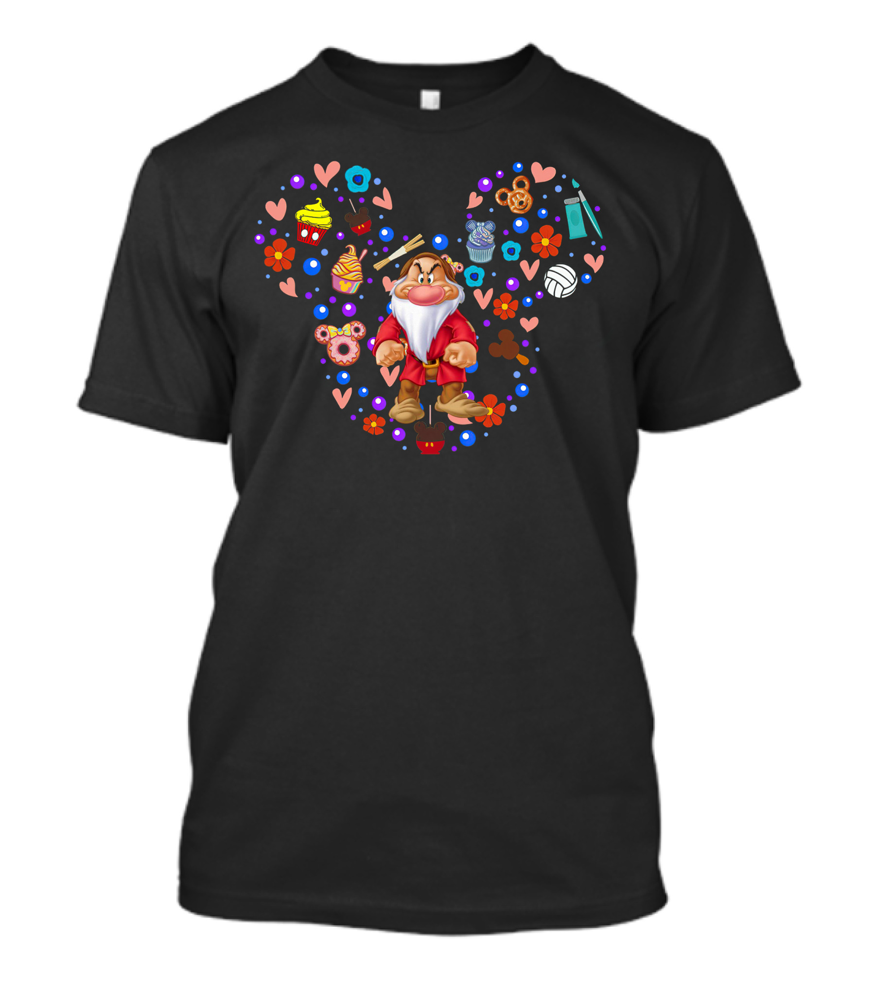 Grumpy Seven Dwarfs With Mickey Mouse Ears And Treats T-Shirt