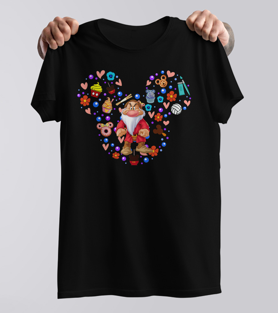 Grumpy Seven Dwarfs With Mickey Mouse Ears And Treats T-Shirt
