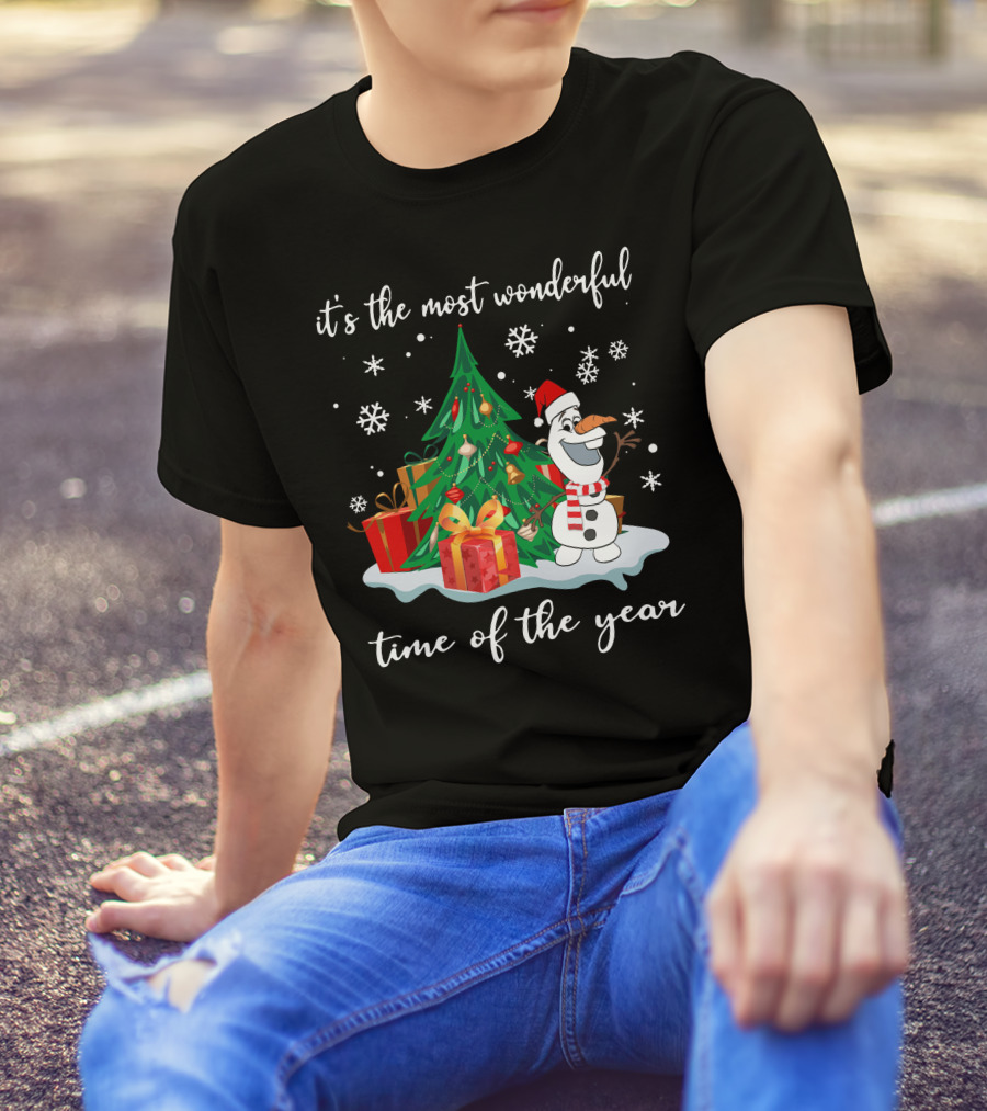 Olaf It's The Most Wonderful Time Of The Year Christmas Tree Snowman T-Shirt