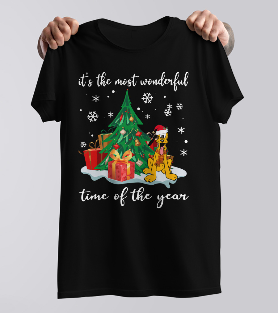 It's The Most Wonderful Time Of The Year Pluto Christmas Tree Snowflakes Gifts T-Shirt