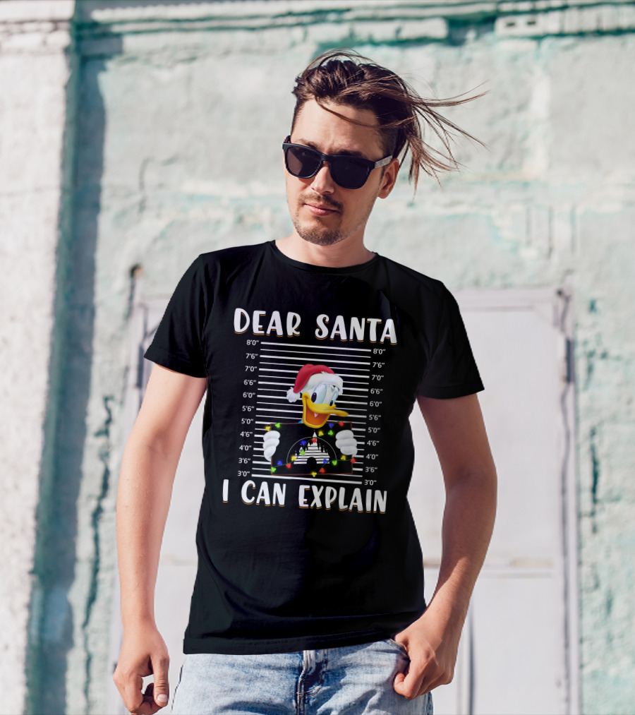 Dear Santa I Can Explain Donald Duck Christmas Mugshot T-Shirt