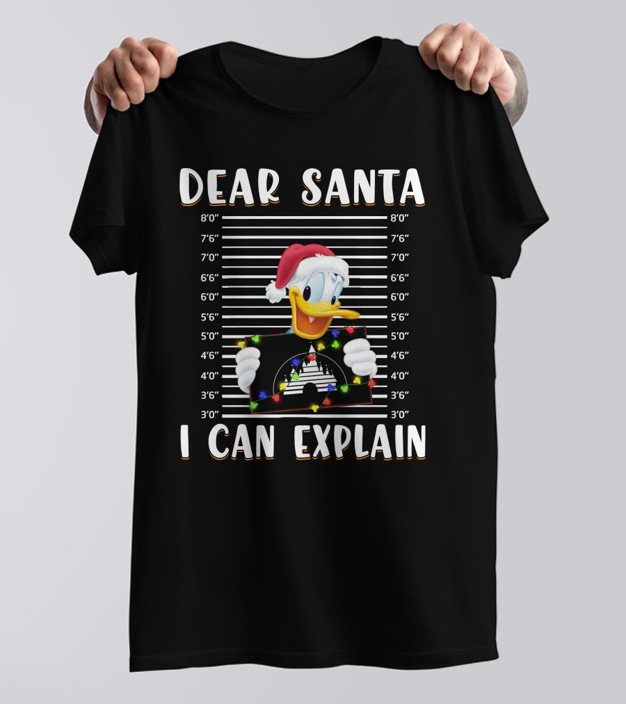 Dear Santa I Can Explain Donald Duck Christmas Mugshot T-Shirt