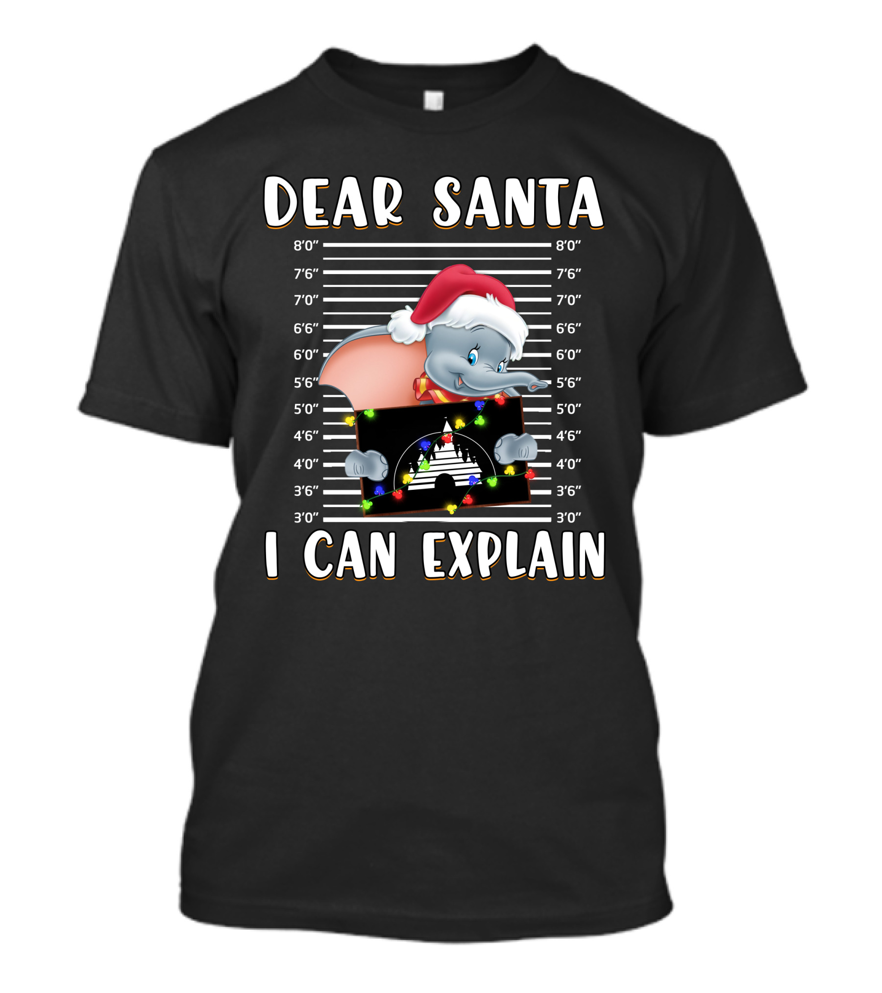 Dear Santa I Can Explain Dumbo Mugshot Christmas T-Shirt
