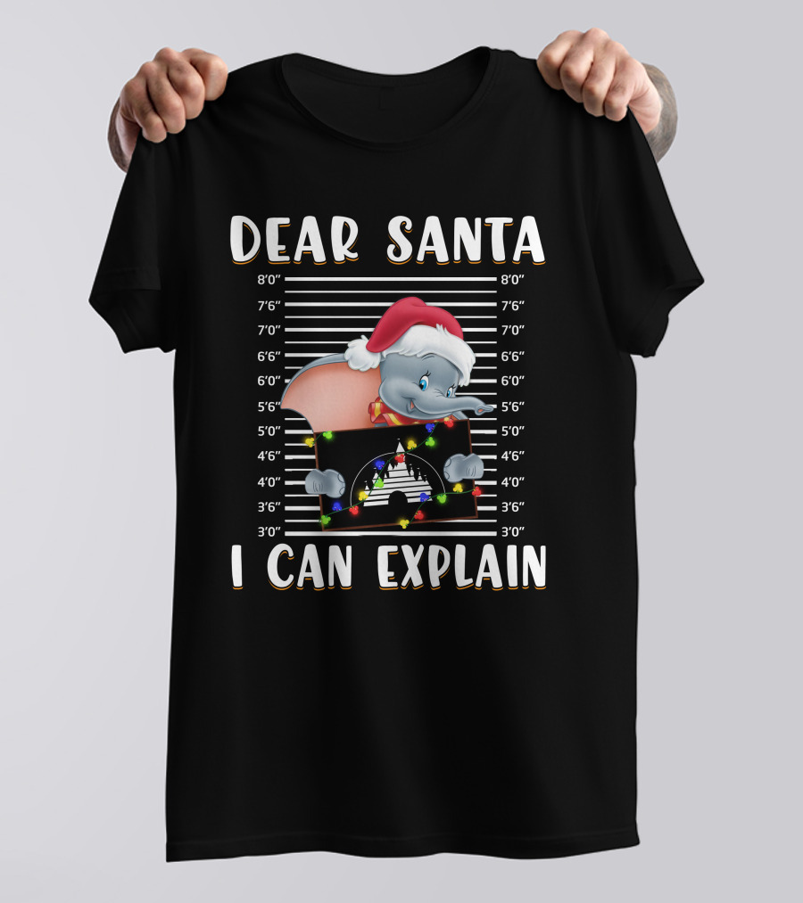 Dear Santa I Can Explain Dumbo Mugshot Christmas T-Shirt