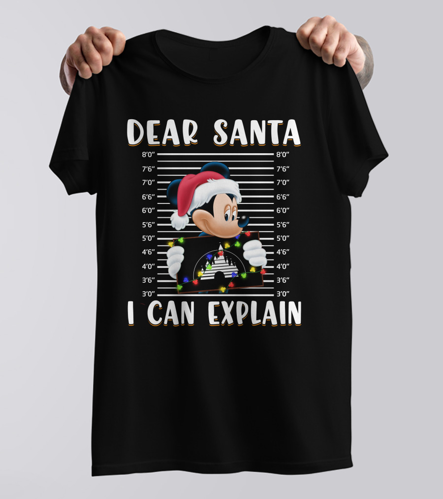 Dear Santa I Can Explain Mickey Christmas Mugshot T-Shirt