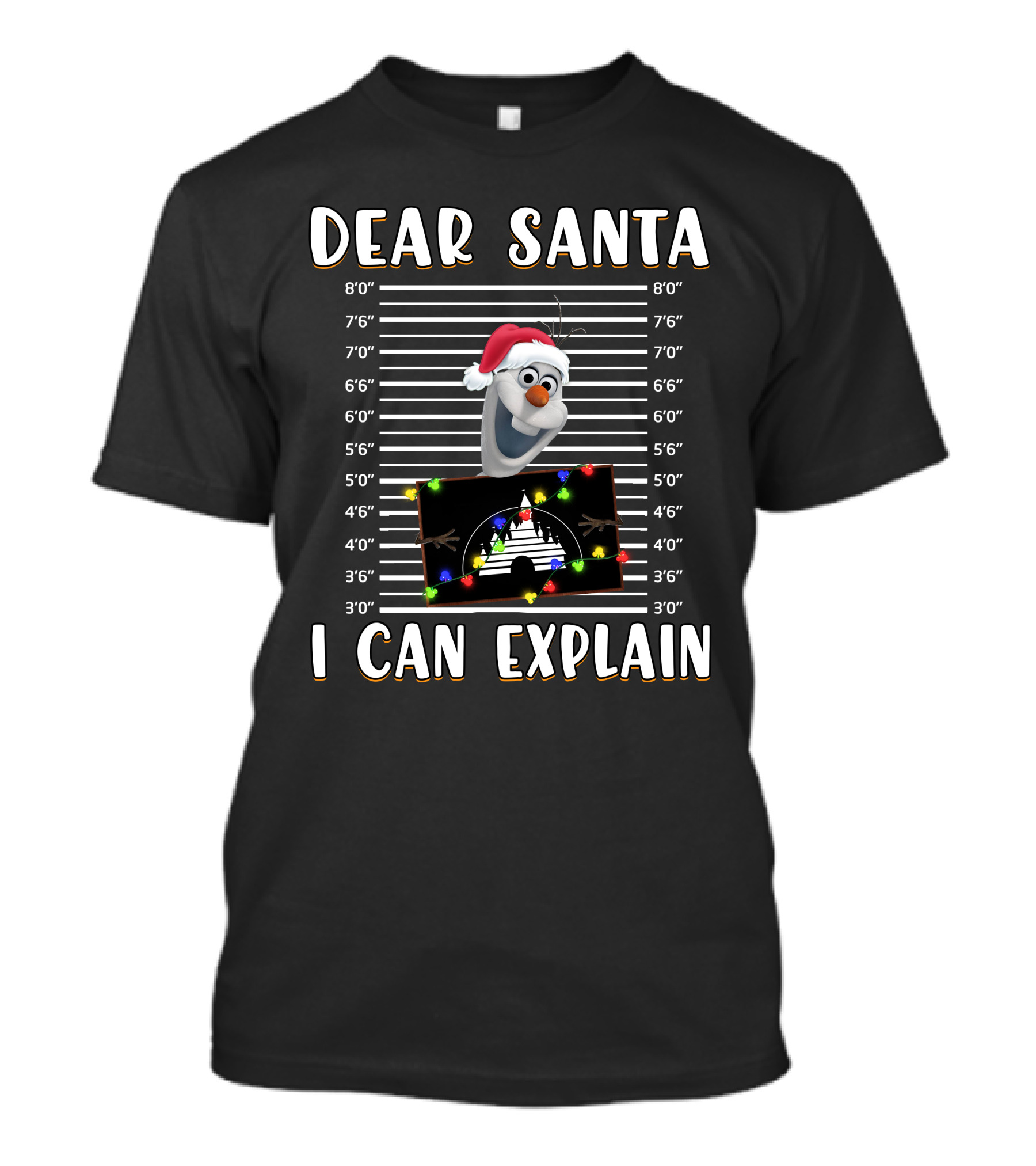 Dear Santa Olaf I Can Explain Christmas Disney Mugshot T-Shirt