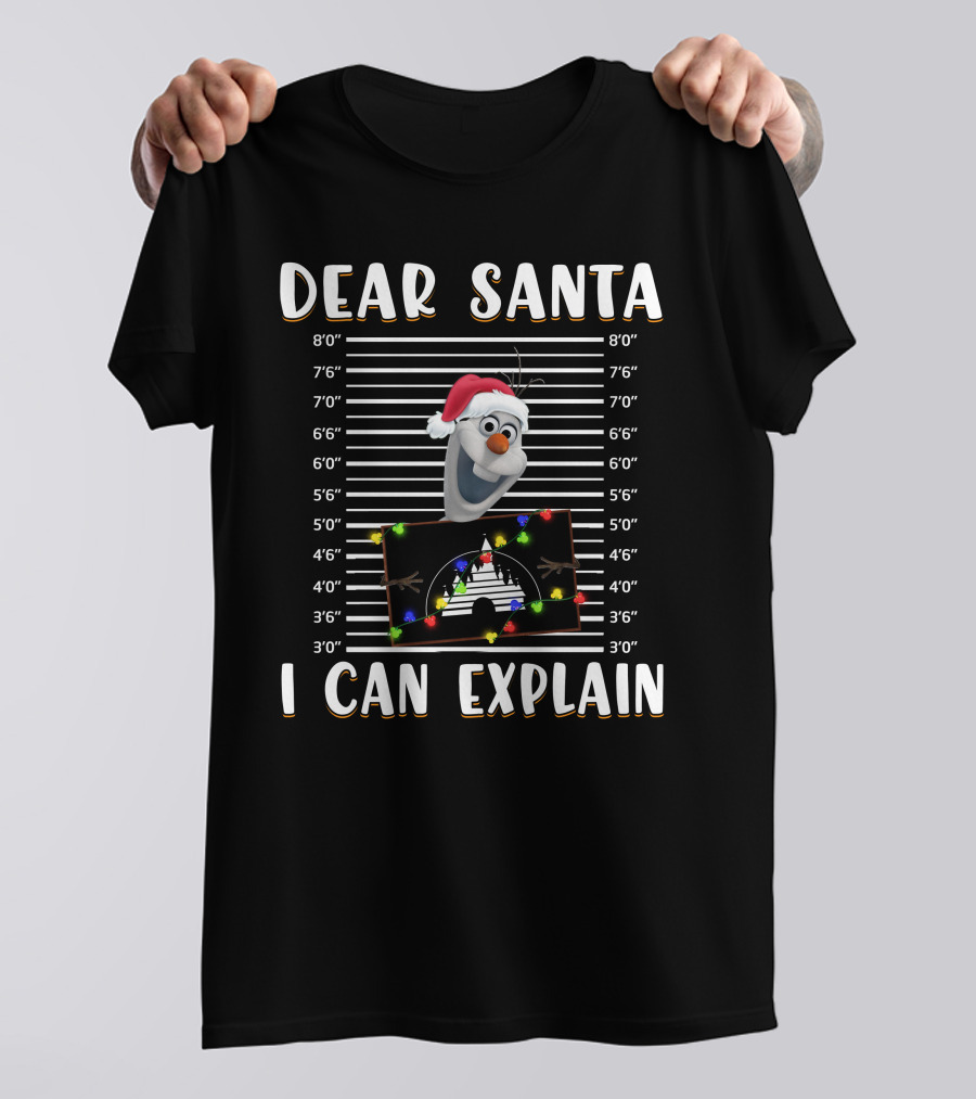 Dear Santa Olaf I Can Explain Christmas Disney Mugshot T-Shirt