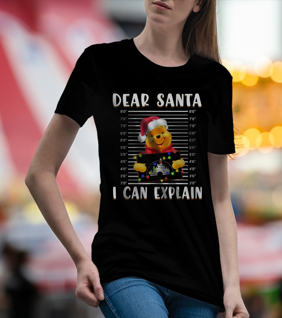 Dear Santa I Can Explain Pooh Christmas Mugshot T-Shirt