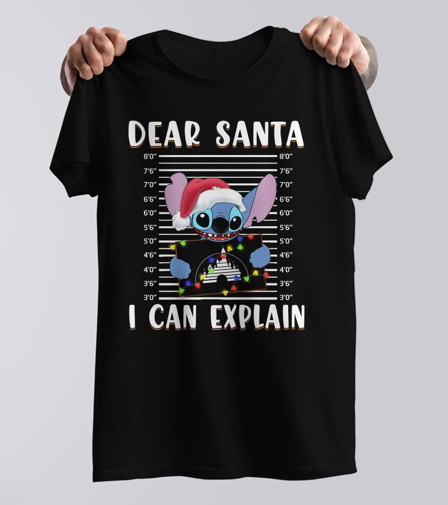 Dear Santa I Can Explain Stitch Christmas Mugshot T-Shirt