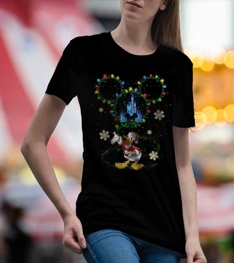Donald Christmas Wonderland Mickey Lights Snowflakes T-Shirt