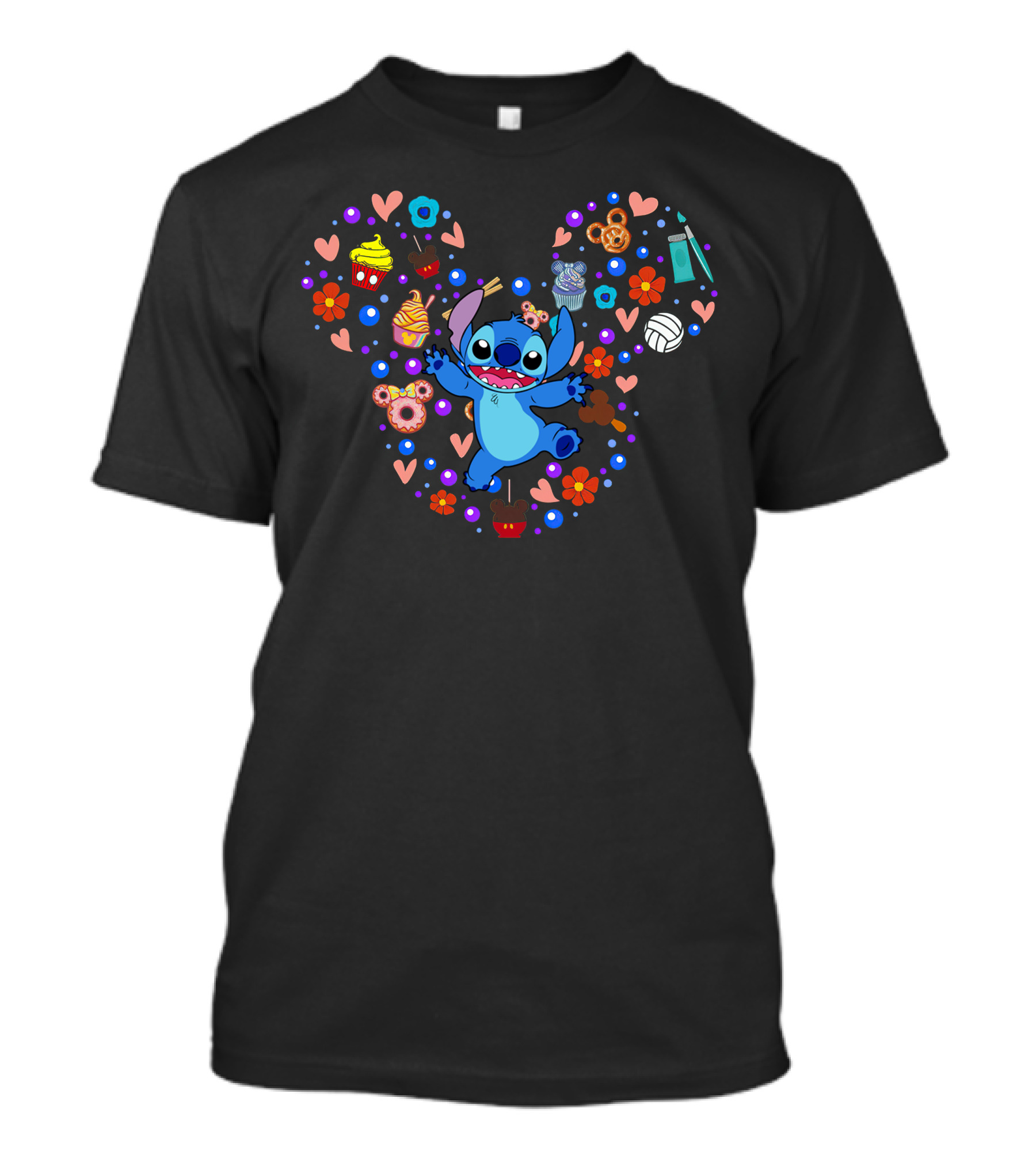 Stitch Disney Heart Cupcake Flowers Yarn T-Shirt