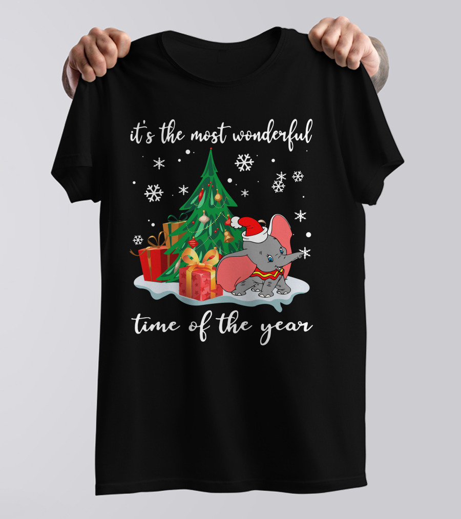 It's The Most Wonderful Time Of The Year Dumbo Christmas Tree Snowflakes T-Shirt