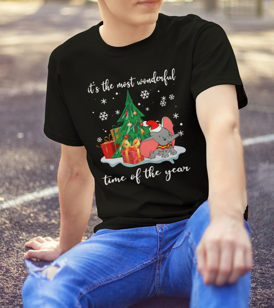 It's The Most Wonderful Time Of The Year Dumbo Christmas Tree Snowflakes T-Shirt