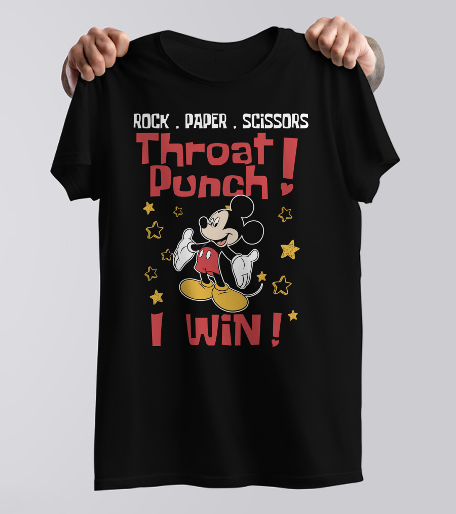 Rock Paper Scissors Throat Punch I Win Mickey T-Shirt