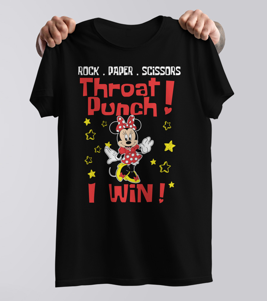 Rock Paper Scissors Throat Punch I Win Minnie Mouse T-Shirt