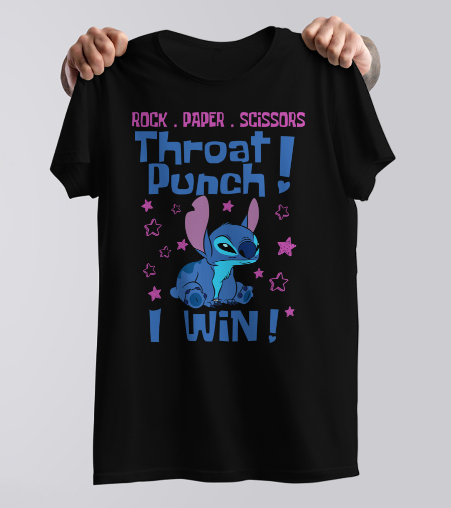 Rock Paper Scissors Throat Punch I Win Stitch T-Shirt