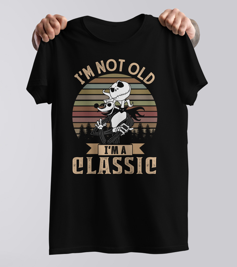 I'M NOT OLD I'M A CLASSIC Jack Skellington Vintage Sunset Forest T-Shirt