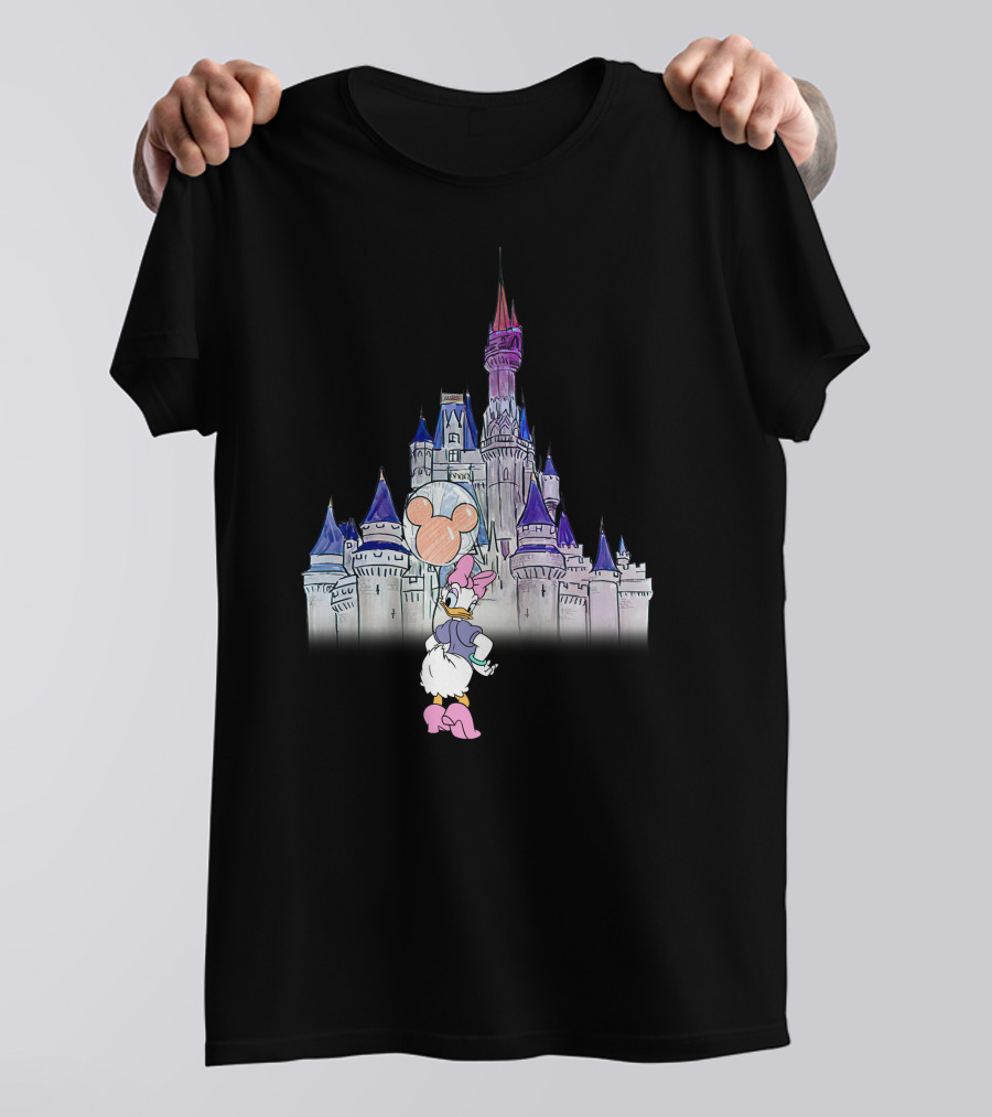 Daisy Duck Holding Mickey Balloon At Disney Castle T-Shirt