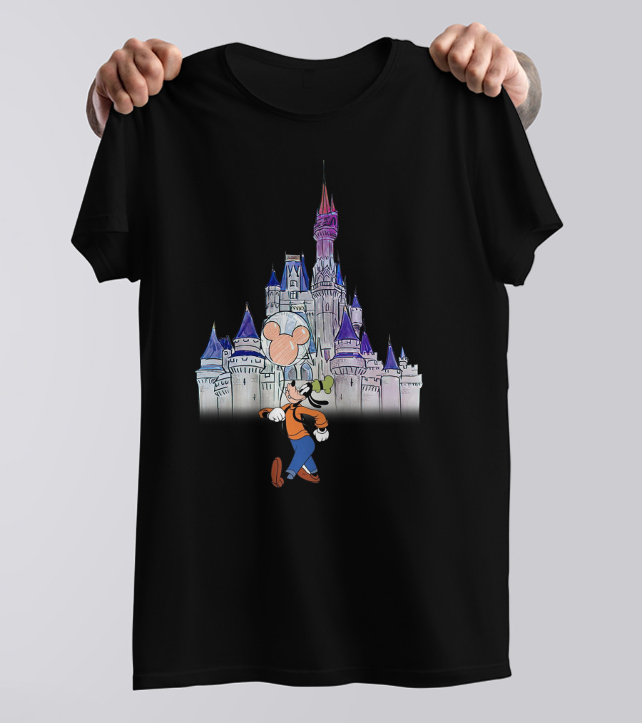 Goofy At Magical Castle With Mouse Balloon T-Shirt