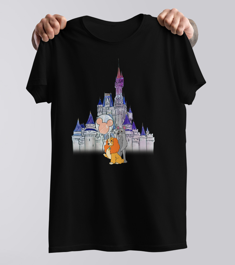 Lady And The Tramp Disney Castle Magic Balloon T-Shirt